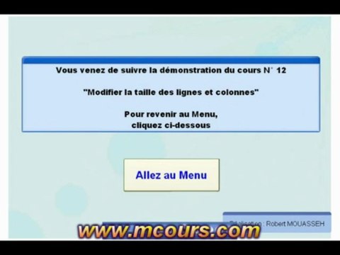 Tutoriel EXCEL 2003: Cours N°12 Modifier la taille des lignes et des colonnes