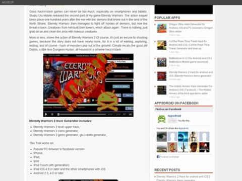 Eternity Warriors 2 Hack for android and iOS | Eternity Warriors items generator Updated 2013