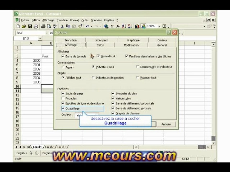 Tutoriel EXCEL 2003: Cours N°4 Personnaliser la fenêtre d'Excel