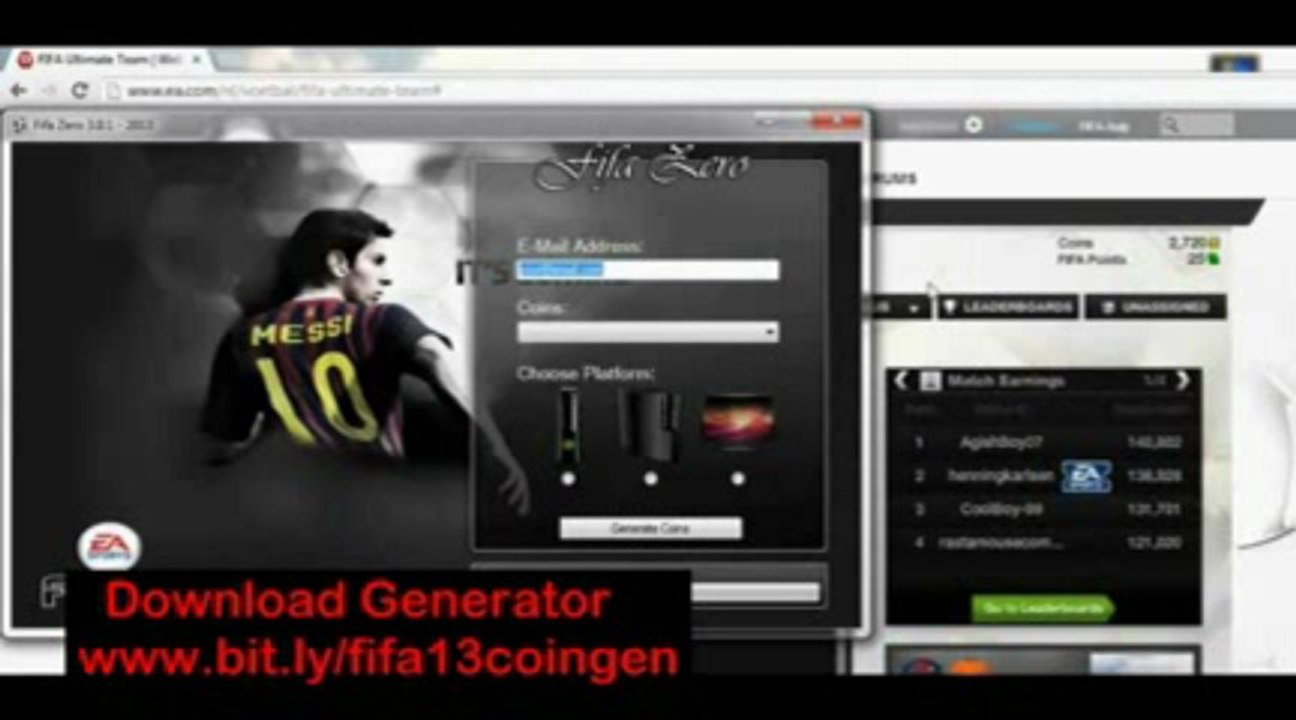 Fifa 13 Ultimate Team Coin Generator Hack ' Pirater ' FREE Download May - June 2013 Update