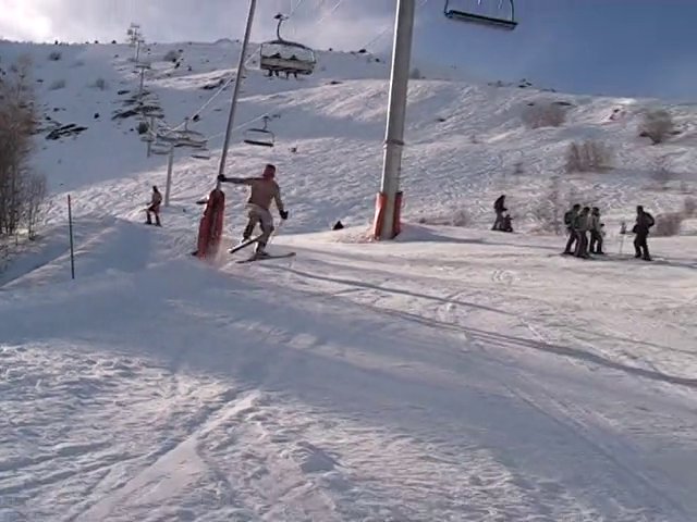 Half-naked ski fail