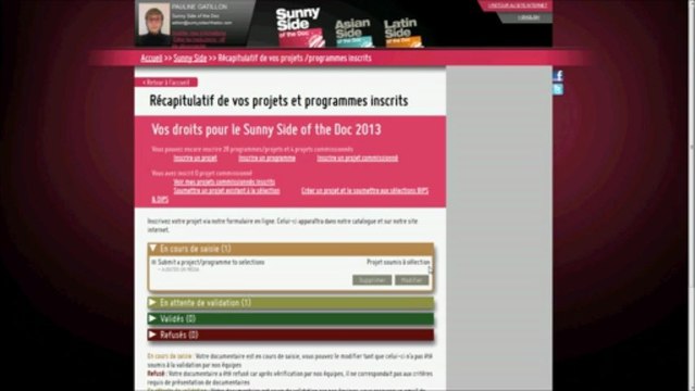 Tutoriel soumission aux sélections du Sunny Side of the Doc 2013
