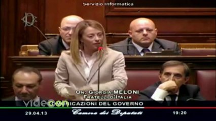 Descargar video: Giorgia Meloni spiega le ragioni della non fiducia di Fratelli D'Italia al Governo Letta