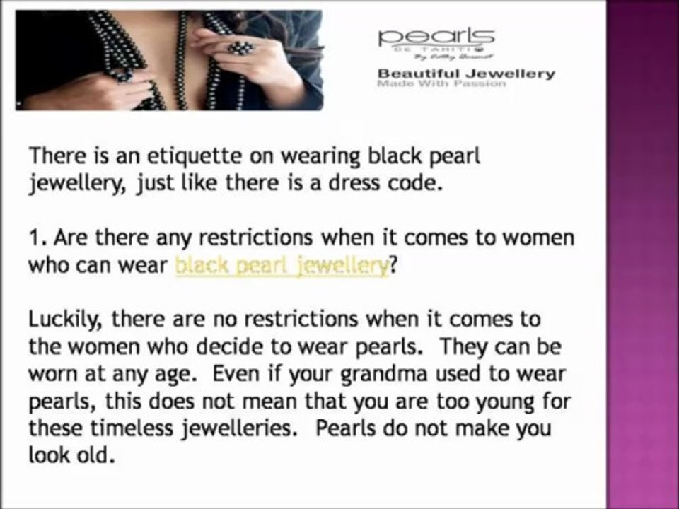 Etiquette on wearing Black Pearl Jewellery | Black Pearls