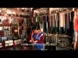 Colorful prayer beads store in Ladakh