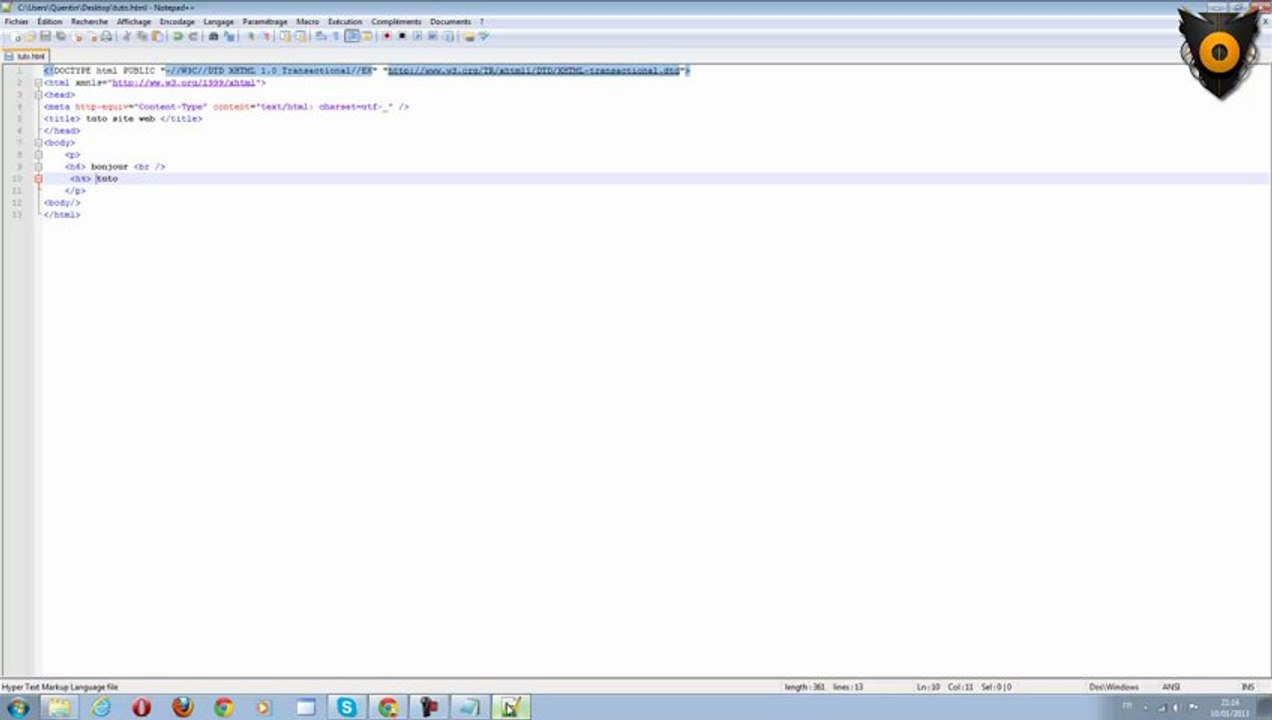 Tutoriel Créer une page web en html