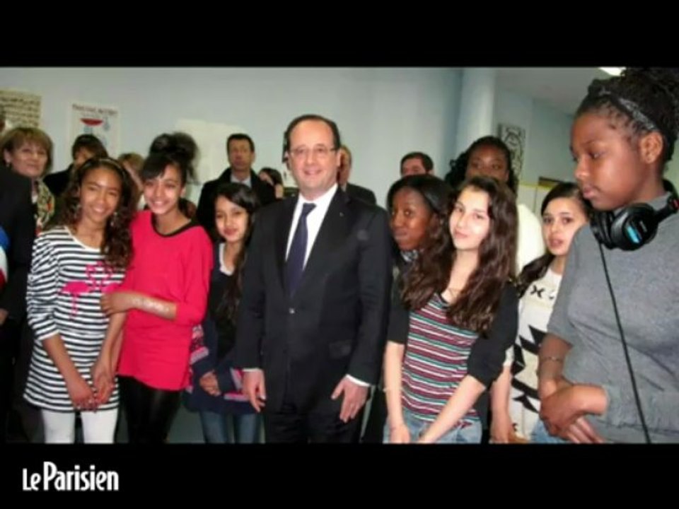 Les collégiens des Mureaux chantent pour François Hollande