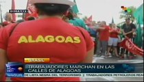 Trabajadores brasileños marchan en las calles de Alagoas