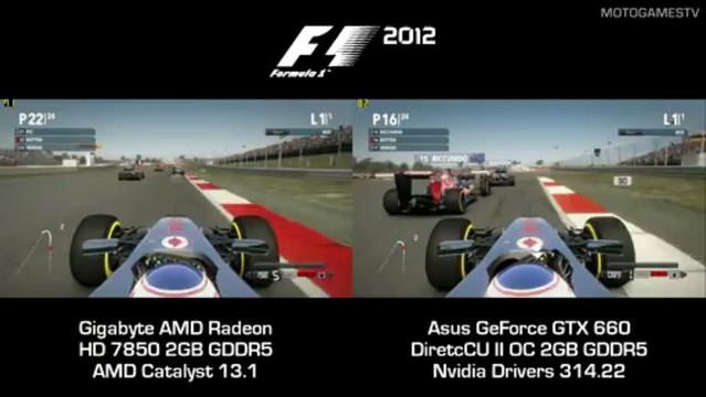 F1 2012 - Radeon HD 7850 vs GeForce GTX 660