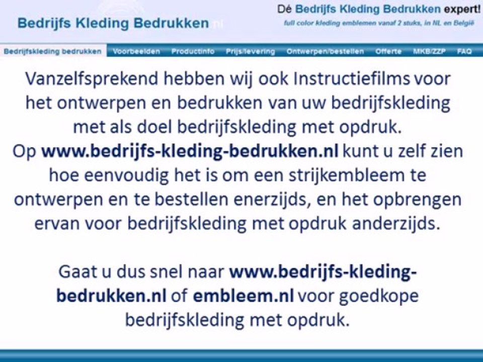 Bedrijfskleding met opdruk