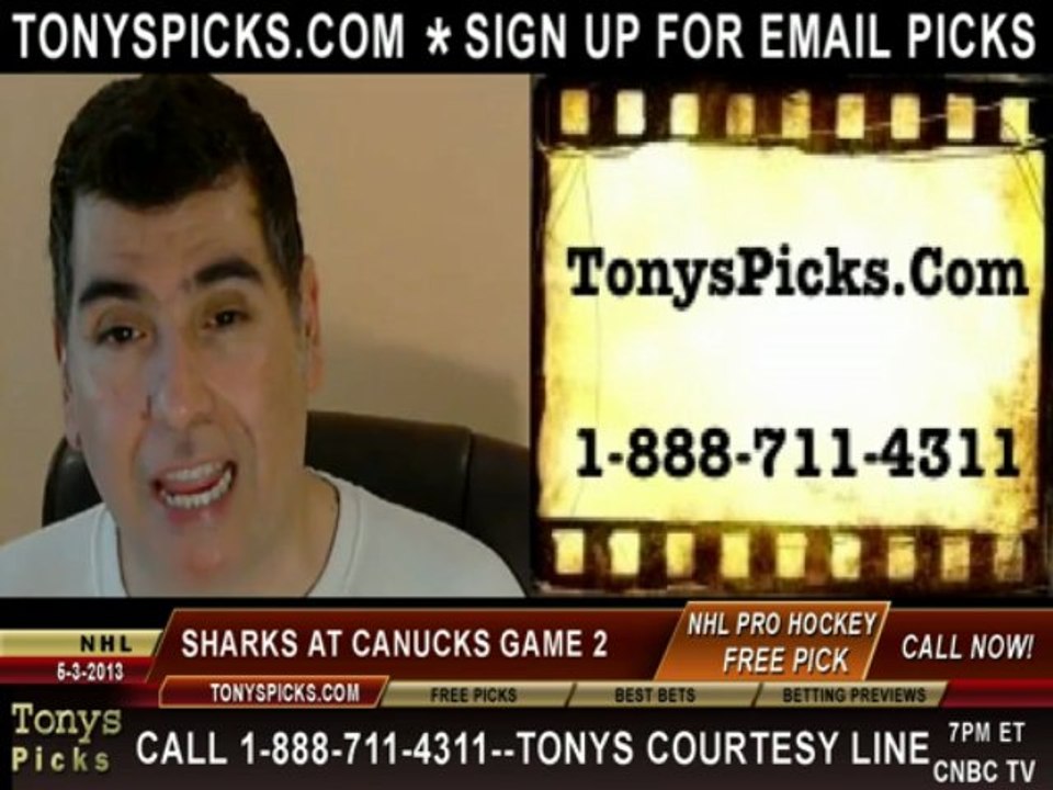 Vancouver Canucks versus San Jose Sharks Pick Prediction NHL Playoff Game 2 Lines Odds Preview 5-3-2013