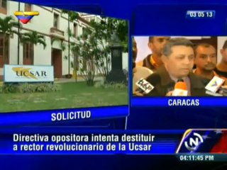 Directiva de la Ucsar intenta destituir a su rector por revolucionario