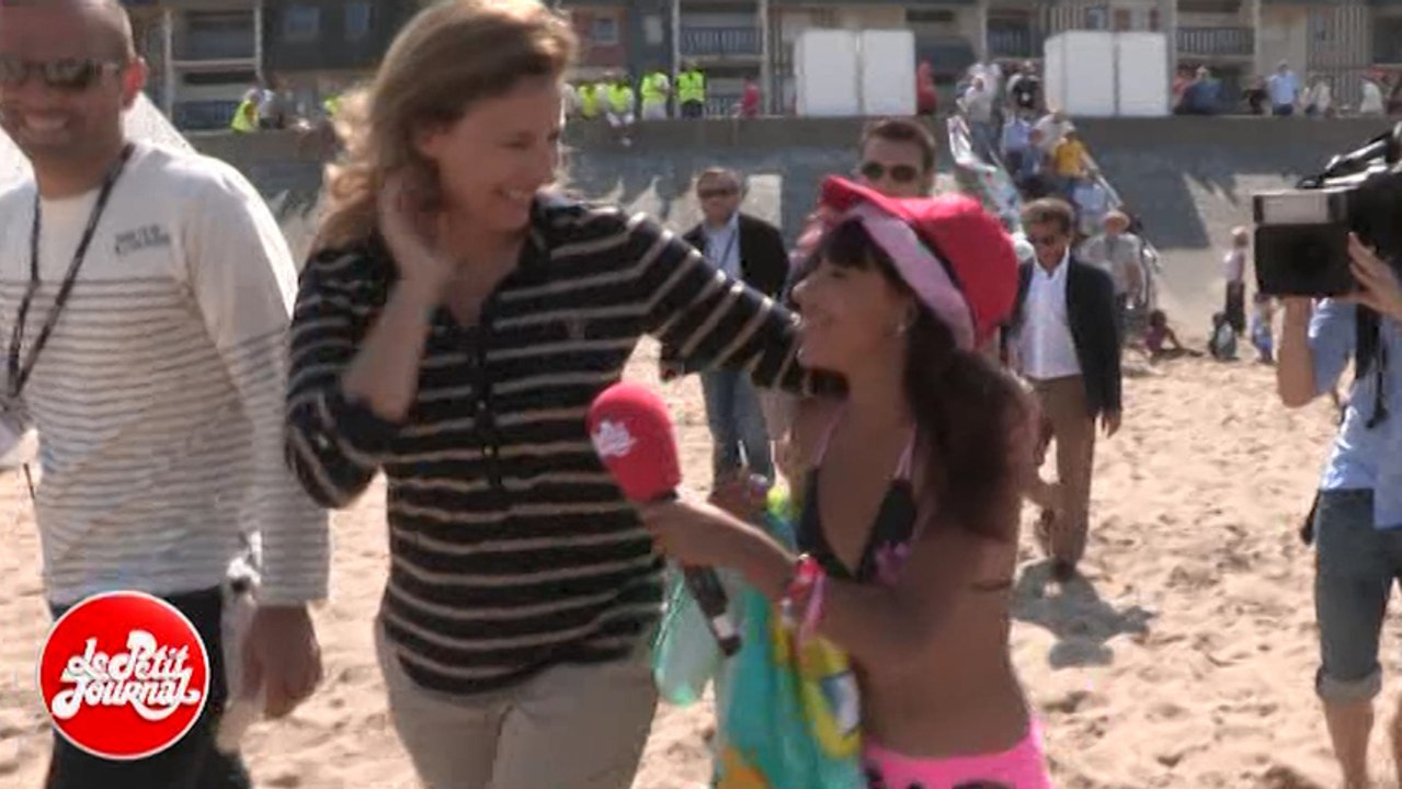 Zapping : Valérie Trierweiler suivie par le Petit Journal à Cabourg
