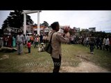 Performing traditional Kumaoni group dance during Bagwal