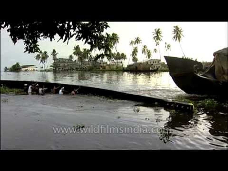 Heave Ho! Push the snake! - In Kerala backwaters