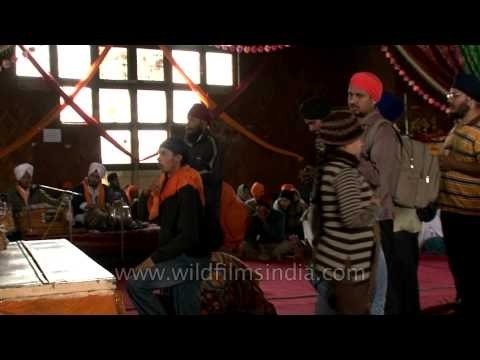 Sikh devotees taking blessings at Hemkund Sahib Gurudwara