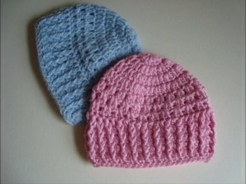Crochet Baby Hat Beanie With Ribbed Trim for 0-3 Months Old Part 1