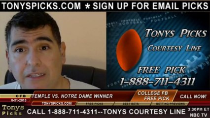Notre Dame Fighting Irish vs. Temple Owls Pick Prediction NCAA College Football Odds Preview 8-31-2013
