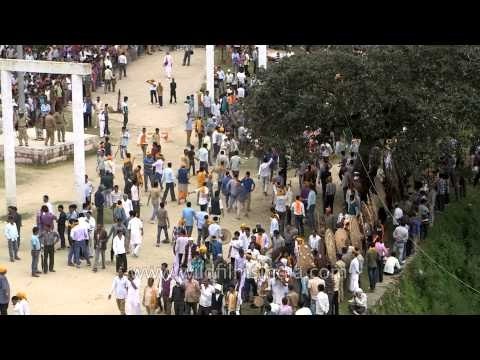 Garahwal kham enters the courtyard of goddess Barahi temple to celebrate Bagwal