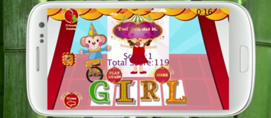 Today's word >>> G for Girl  "Learn ABC C for Circus Google play app"  Learn English first simple word for kids