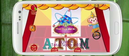 Today's word >>> A for Atom  "Learn ABC C for Circus Google play app"  Learn English first simple word for kids