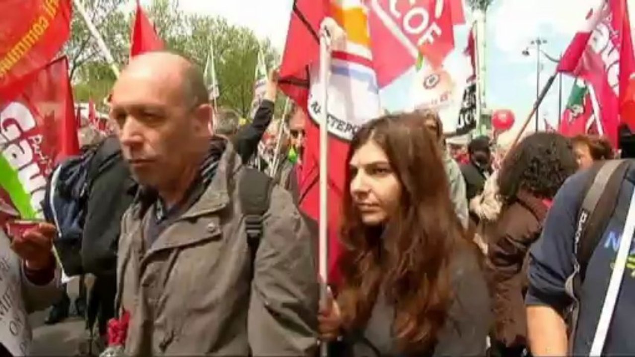 French far-left protest on eve of Hollande anniversary