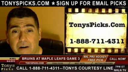 Toronto Maple Leafs versus Boston Bruins Pick Prediction NHL Playoff Game 3 Lines Odds Preview 5-6-2013