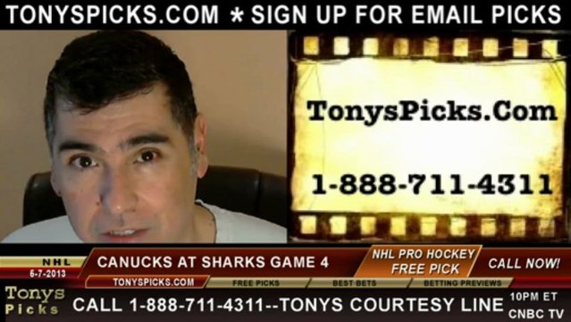 San Jose Sharks versus Vancouver Canucks Pick Prediction NHL Playoff Game 4 Lines Odds Preview 5-7-2013