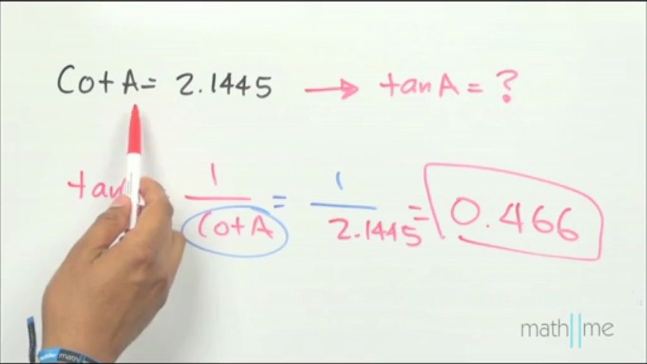 Hallar tan(A), dado cot(A)=2.1445