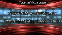 Memphis Grizzlies versus Oklahoma City Thunder Pick Prediction NBA Pro Basketball Playoffs Game 3 Point Spread Over Under Betting Lines Odds Preview 5-11-2013