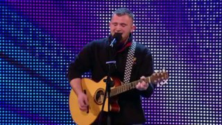 Robbie Kennedy with his acoustic guitar singing 'Iris'-  Britain's Got Talent 2013