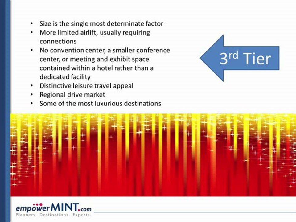 When Choosing a 1st, 2nd, or 3rd Tier Meeting Destination