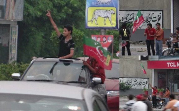 Images Celebrations after Voting on Roads 11 May 2013 DHA & Cavalry Ground Extension Lahore Cantt Pakistan