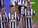 Juventus players celebrate with the Serie A trophy 2012/2013