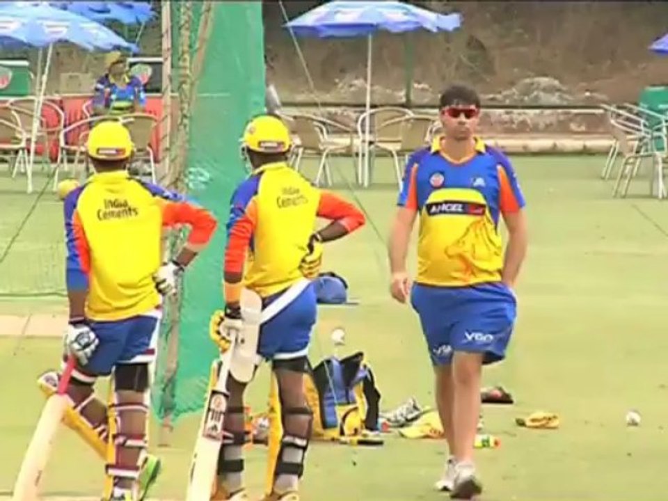 Chennai Super Kings in practice session