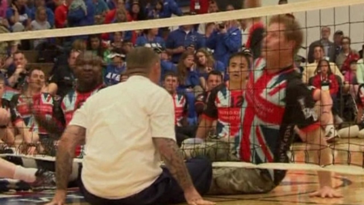 Harry plays sitting volleyball