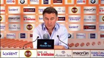 Conférence de presse FC Lorient - AS Saint-Etienne : Christian  GOURCUFF (FCL) - Christophe  GALTIER (ASSE) - saison 2012/2013