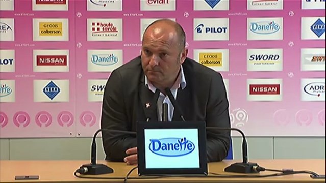 Conférence de presse Evian TG FC - OGC Nice : Pascal DUPRAZ (ETG) - Claude PUEL (OGCN) - saison 2012/2013
