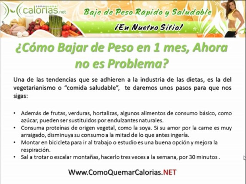 Como Bajar de Peso en 1 Mes