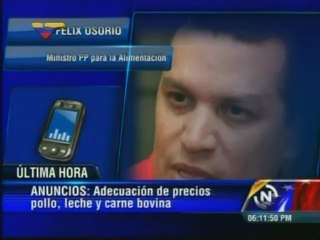 Ministro de alimentación anuncia aumento del precio del pollo, leche y carne bovina