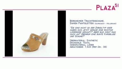 Neuvorstellung: Bergheimer Trachtenschuhe, Damen Trachten Pantoletten Almrausch - hellbraun