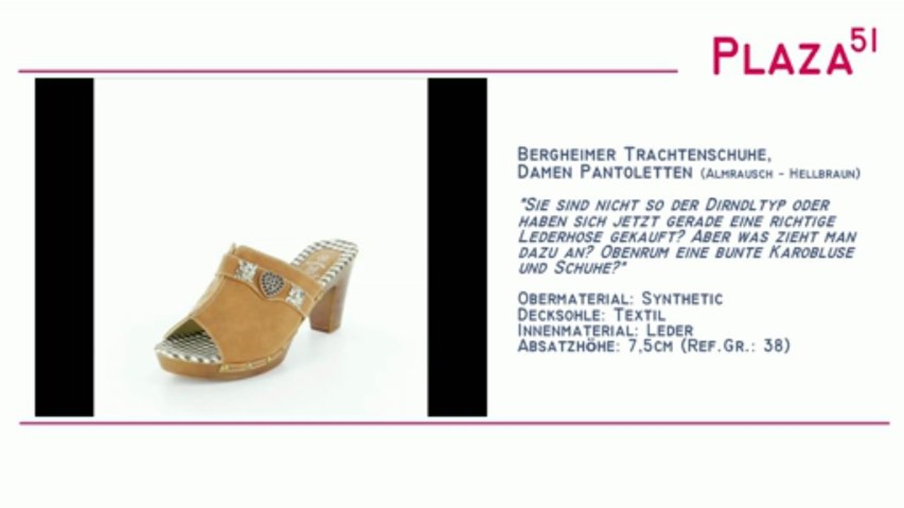 Neuvorstellung: Bergheimer Trachtenschuhe, Damen Trachten Pantoletten Almrausch - hellbraun