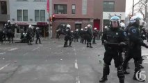 Raw Video: Police push back protesters using pepper spray