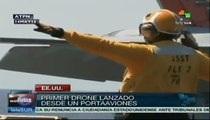 EE.UU. lanza su primer drone desde un portaaviones