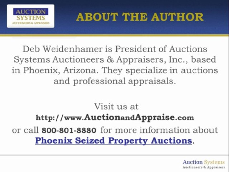 Phoenix Seized Property Auction:  Assortment, Quality and Good Deals!