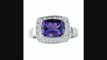 Breathtaking 2ct Cushion Amethyst And Diamond Ring, 14k White Gold Review
