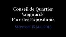 Conseil de Quartier Vaugirard/ Parc des Expositions du Mardi 15 Mai 2013