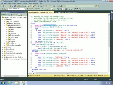 SQL 2012 Developer tutorial: Querying Partitions
