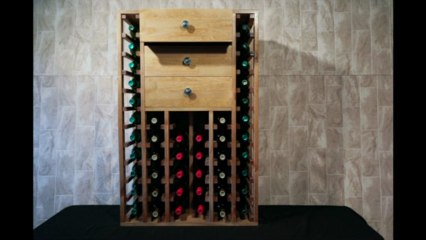 Botellero Pino Godello 46 botellas + 3 cajones altos