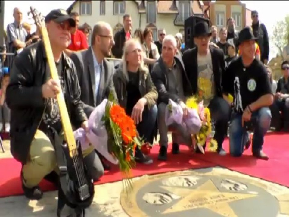 Easy Rider z fanami - Aleja Gwiazd Bluesa w Sławie 2013 - Andrzej Wodziński, jarek Wodziński i Jacek Gazda